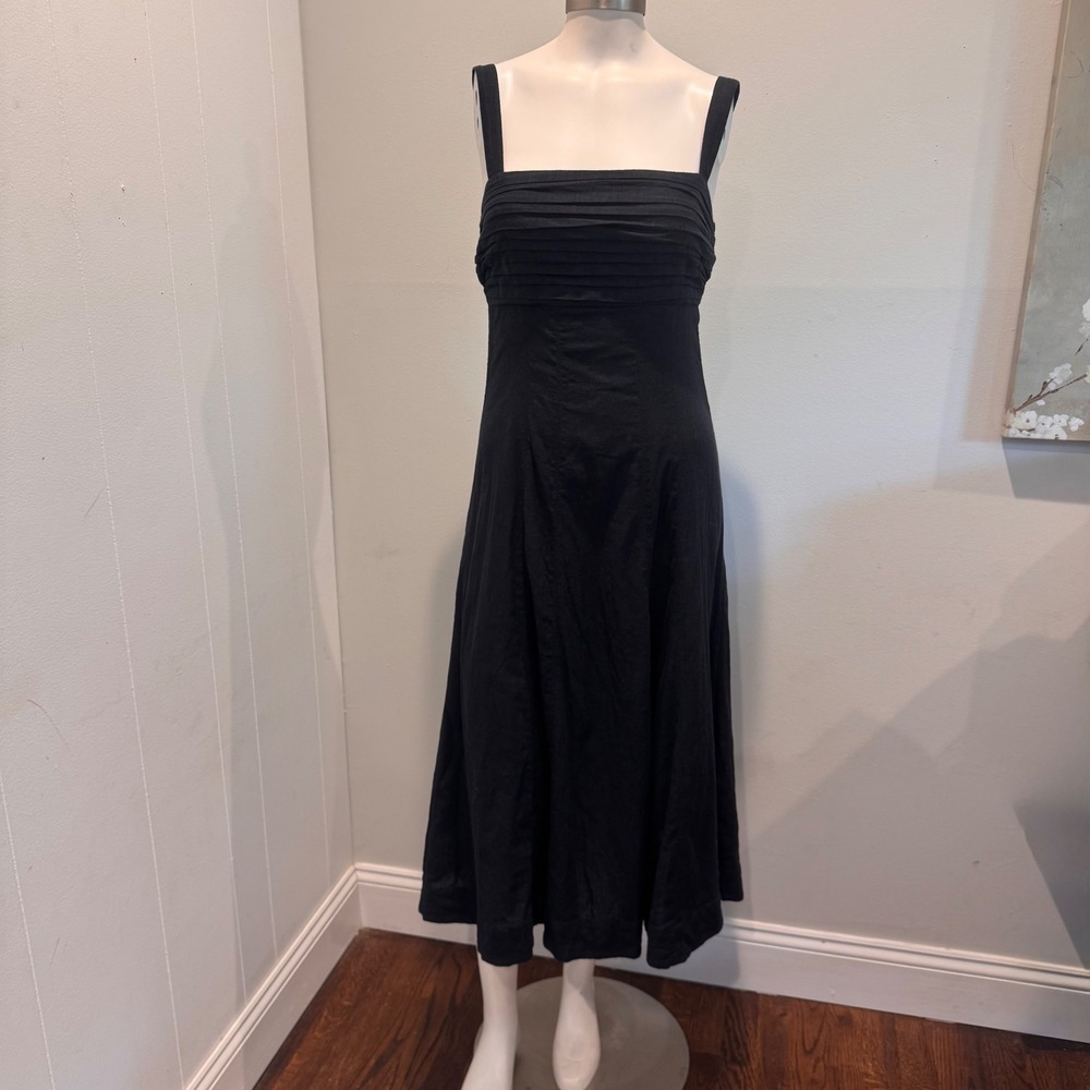 Abercrombie & Fitch Black Pleated Bodice Midi Dress Timeless Elegance | Size SP